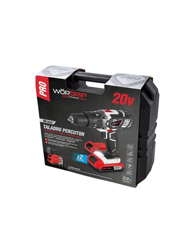 Taladro percutor worgrip 20v 2 baterías 2.0ah
