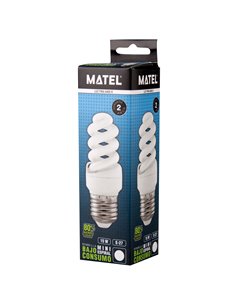 Mini lâmpada espiral matel de baixo consumo E14 15W 6400K 2