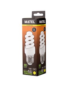 Mini lâmpada espiral matel de baixo consumo E27 15W 2700K 2