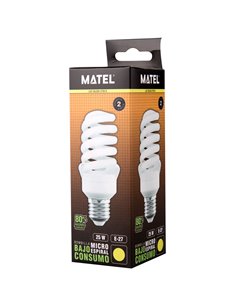 Lâmpada matel espiral micro E27 de baixo consumo 30W 2700K 2
