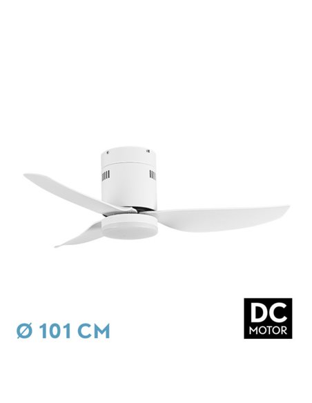 Ventilador Dc Borax 20w Blanco 3aspas 6vel 3000-4000 -6500k 2350lm Remoto, Memoria, Temporizador 27x101x101cm