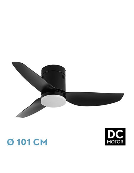 Ventilador Dc Borax 20w Negro 3aspas 6vel 3000-4000-6500k 2350lm Remoto, Memoria Y Temporizador 27x101x101cm