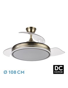Ventilador Bayomo 72w 6120lm Cuero 3 Aspas Desp. 32/47x49/108d.3 Color.motor Dc.remoto
