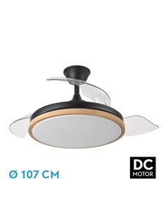 Ventilador Dc Evros 72w 6120lm Negro/haya 107d 3asp.desplegables 3000-4000-6000k Remoto+temp+memoria