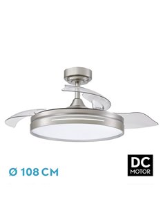 Ventilador DC 72W Micenas Níquel 3 Aspas Transparentes