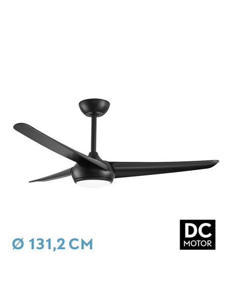 Ventilador Dc Patras 24w Negro 3aspas 6vel 3colores 131,2d 2424lm Remoto,memoria,temporizador