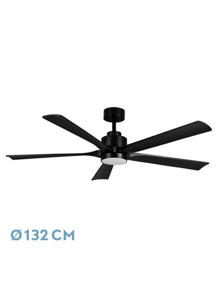 Ventilador Dc Cairo 24w 2400lm Negro 5aspas 132d  3000k,4500k,6000k Remoto+temporizador+memoria