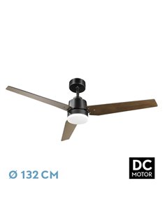 Ventilador Dc Captus 22w Negro 3aspas Negro/roble 132d Reg. Intensidad 2180lm 3000k,4000k,6000k Remoto+ Temporizador+ Memoria