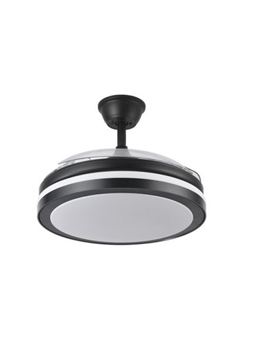 Ventilador Dc Esparta 72w 6120lm Negro 110d 3aspas Desp.3000-4000-6000k Remoto+ Temporizador+ Memoria