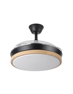 Ventilador Dc Evros Negro/hay 72w 6120lm 91d 3aspas Desplegables 3000-4000-6000k Remoto, Temporizador, Memoria 2