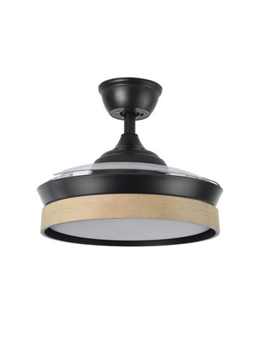 Ventilador Dc Iglu Negro/haya 72w 6120lm 91d 3asp.desplegable 3000-4000-6000k Remoto, Temporizador, Memoria