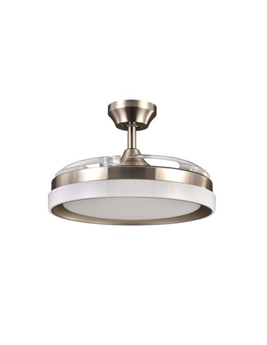 Ventilador Dc Zenit Niquel 72w 3aspas despegables 107d 7200lm 6vel 3000k,4500k,6000k, Remoto+temporizador+memoria