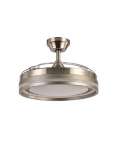 Ventilador Dc Cerrato Niquel 72w 3aspas Desplegables 107d 7200lm 6vel 3000k,4500k,6000k, Remoto+temporizador+memoria 2