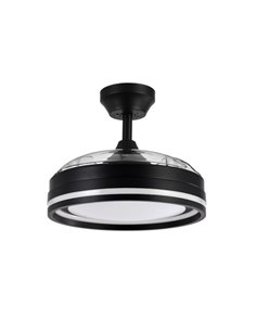 Ventilador Dc Cerrato Negro 72w 3aspas Desplegables 107d 7200lm 6vel 3000k,4500k,6000k, Remoto+temporizador+memoria 2