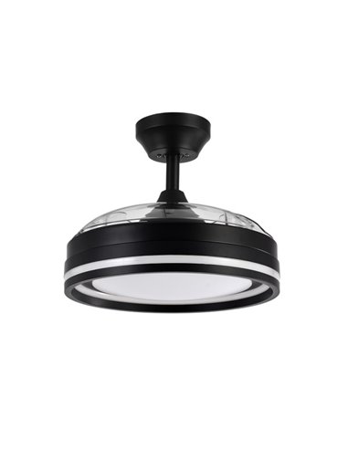 Ventilador Dc Cerrato Negro 72w 3aspas Desplegables 107d 7200lm 6vel 3000k,4500k,6000k, Remoto+temporizador+memoria