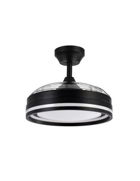 Ventilador Dc Cerrato Negro 72w 3aspas Desplegables 107d 7200lm 6vel 3000k,4500k,6000k, Remoto+temporizador+memoria