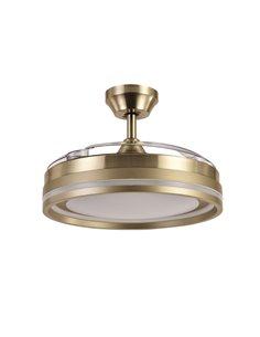 Ventilador Dc Cerrato Cuero 72w 3aspas Desplegables 107d 7200lm 6vel 3000k,4500k,6000k, Remoto+temporizador+memoria 2