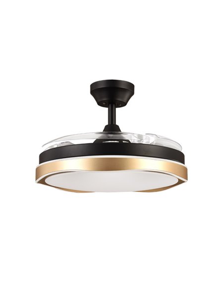 Ventilador Dc Blondi Negro/oro 3aspas 107d 7200lm 6vel 3000k,4500k,6000k, Remoto+temporizador+memoria