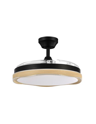 Ventilador Dc Blondi Negro/madera 3aspas107d 7200lm 6vel 3000k,4500k,6000k Remoto+temporizador+memoria