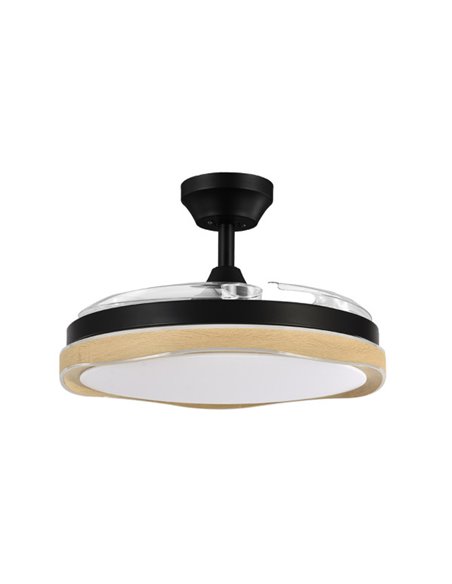 Ventilador Dc Blondi Negro/madera 3aspas107d 7200lm 6vel 3000k,4500k,6000k Remoto+temporizador+memoria