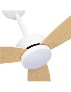 Ventilador Dc Genil 24w Blanco 3aspas Haya 132d 2424lm 3000-4000-6500k Remoto+temporizador+memoria 2