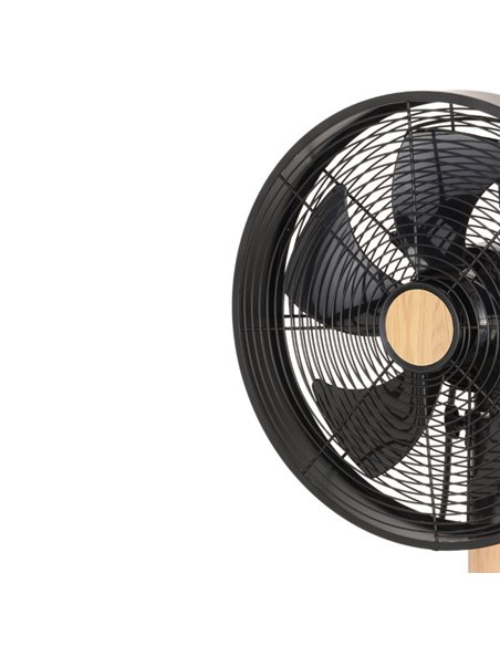 Ventilador Sobremesa Falcon Negro/haya 3vel.45w 5 Asp. Oscilante Y Rotatorio 59x35x28cm
