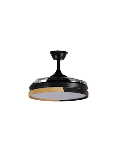 Ventilador Dc Emperador 72w Negro/haya 3aspas Desplegables 106d 7200lm 3000-4000-6000k Remoto+ Memoria+ Temporizador