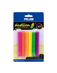 Blister com 6 bastões de plasticina de cor fluorescente 70g Milão