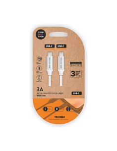 Cabo PD Branco USB-C para USB-C Nylon 1m 3A Tech One Tech