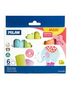 Caja con 6 tizas de colores maxi milan