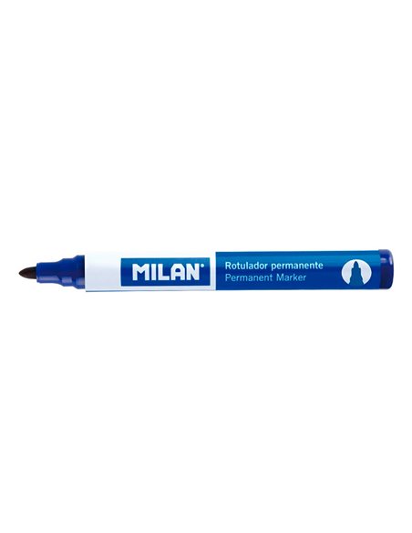 Pack con 12 rotuladores azules permantenes. punta redonda milan