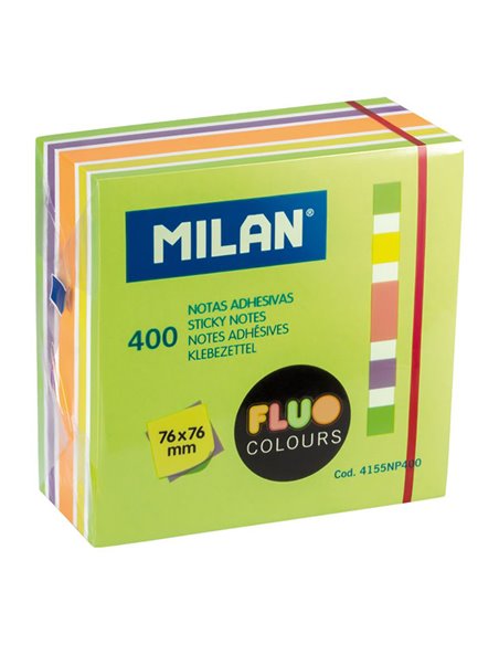 Bloc 400 notas adhesivas colores fluo 76x76mm milan