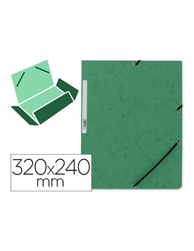 Carpeta con gomas kf02167 cartón verde con solapas din a4 q-connect