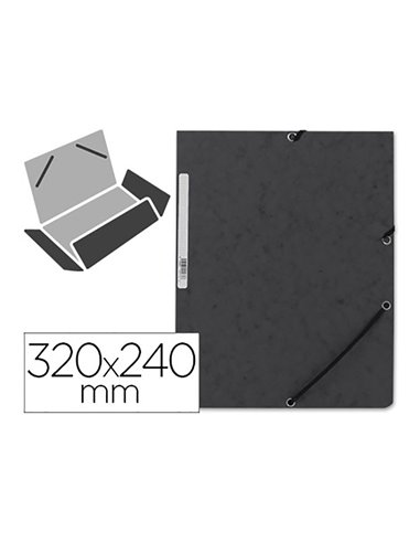 Carpeta con gomas kf02167 cartón negra con solapas din a4 q-connect