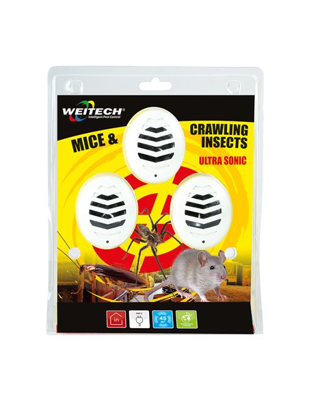 Pack 3 unid.. repelente de plagas ultrasónico weitech