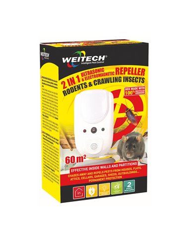 Weitech 2 em 1 repelente ultrassônico e eletromagnético