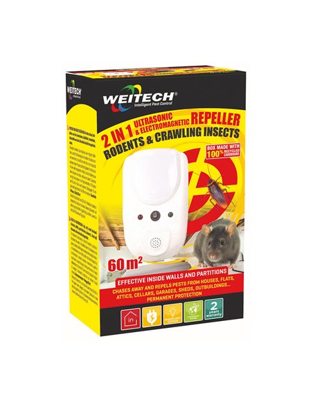Weitech 2 em 1 repelente ultrassônico e eletromagnético