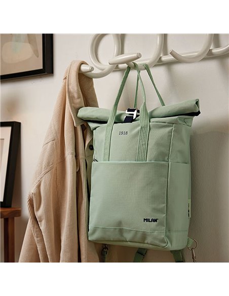 Mochila urbana con cierre superior enrollable 10 l. serie 1918, verde milan