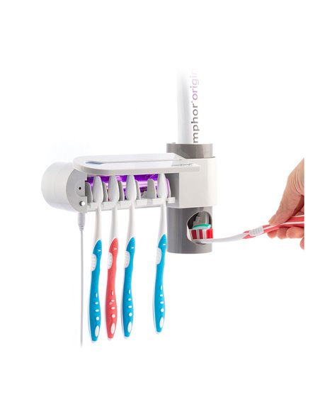 Esterilizador uv de cepillos dentales con soporte y dispensador de dentífrico smiluv innovagoods