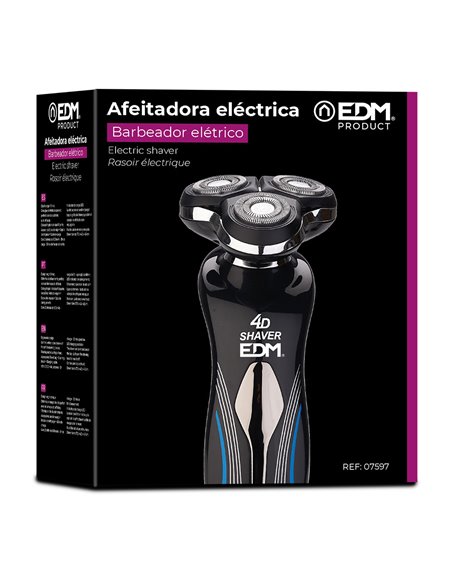 Afeitadora electrica recargable 4,6x4,5x17,6cm edm