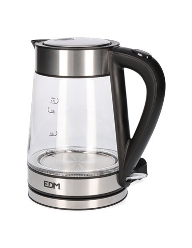 Hervidor de agua de cristal + acero inoxidable 1,7 litros 1850 - 2200w edm