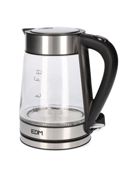 Hervidor de agua de cristal + acero inoxidable 1,7 litros 1850 - 2200w edm