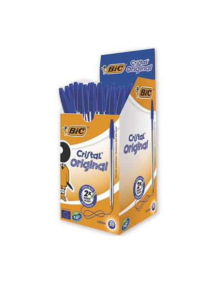 Pack 50 unid. bolígrafos bic cristal azul