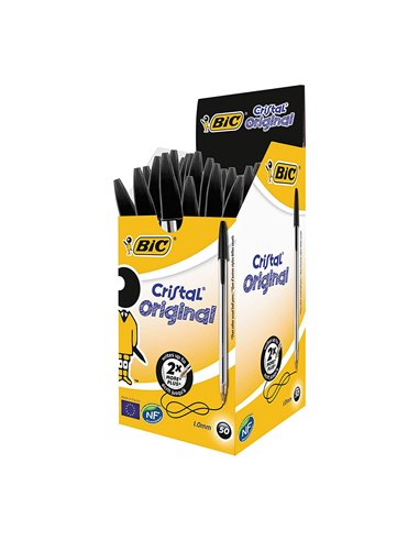 Pack 50 unid. bolígrafos bic cristal negro