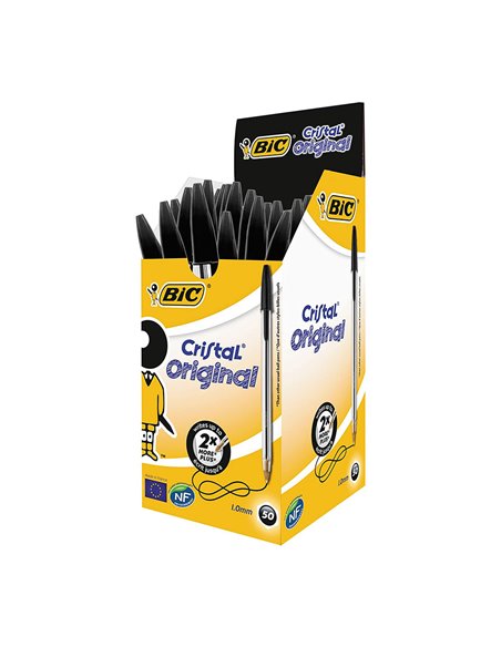 Pack 50 unid. bolígrafos bic cristal negro