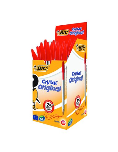 Pack 50 unid. bolígrafos bic cristal rojo