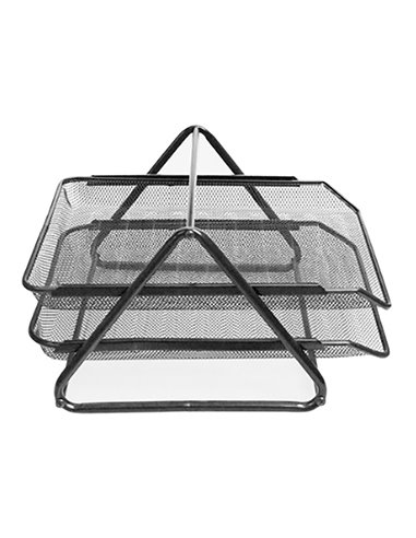 Bandeja sobremesa metálica q-connect rejilla gxa100 negra 2 bandejas 30x35x18,5cm