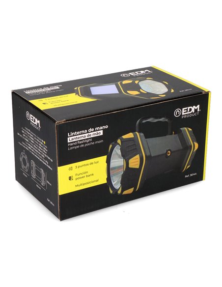 Linterna de mano con led frontal 400lm + lateral 200lm edm
