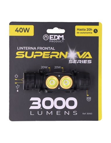Linterna frontal 3.000lm edm