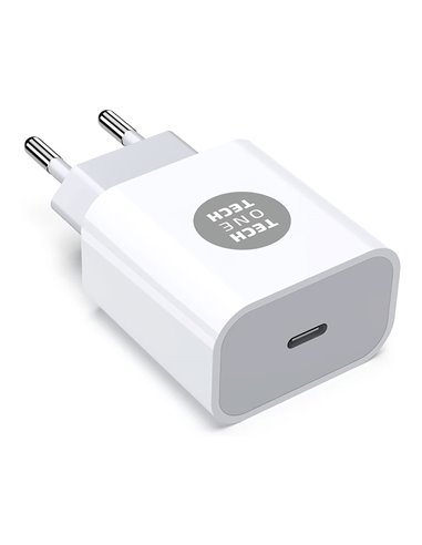 Cargador pd 20w rápido power delivery. blanco tech one tech